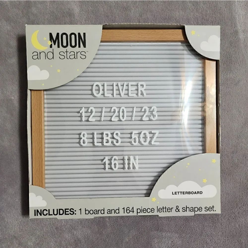 New Star & Moon Baby Girls Boys Keepsake Gift Letterboard